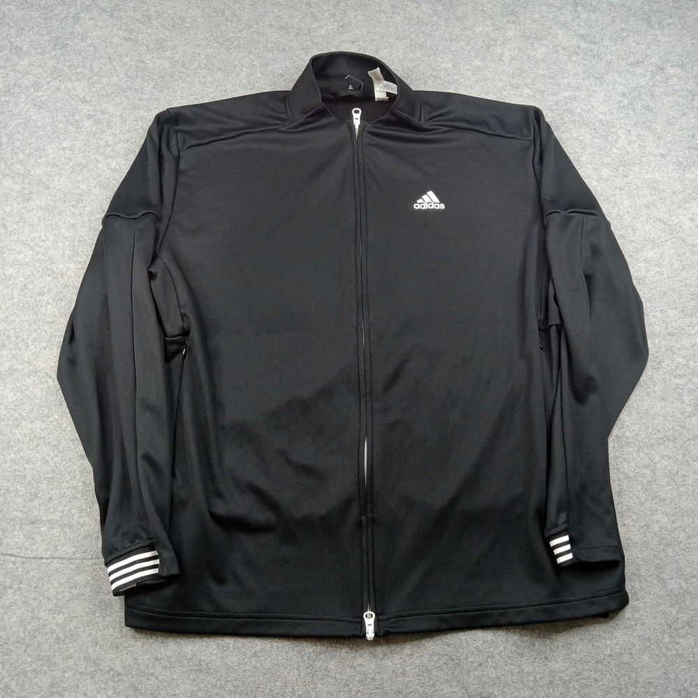Adidas‎ Jacket Mens XL Black Full Zip Track Athletic Warm Up Lightweight CV8187